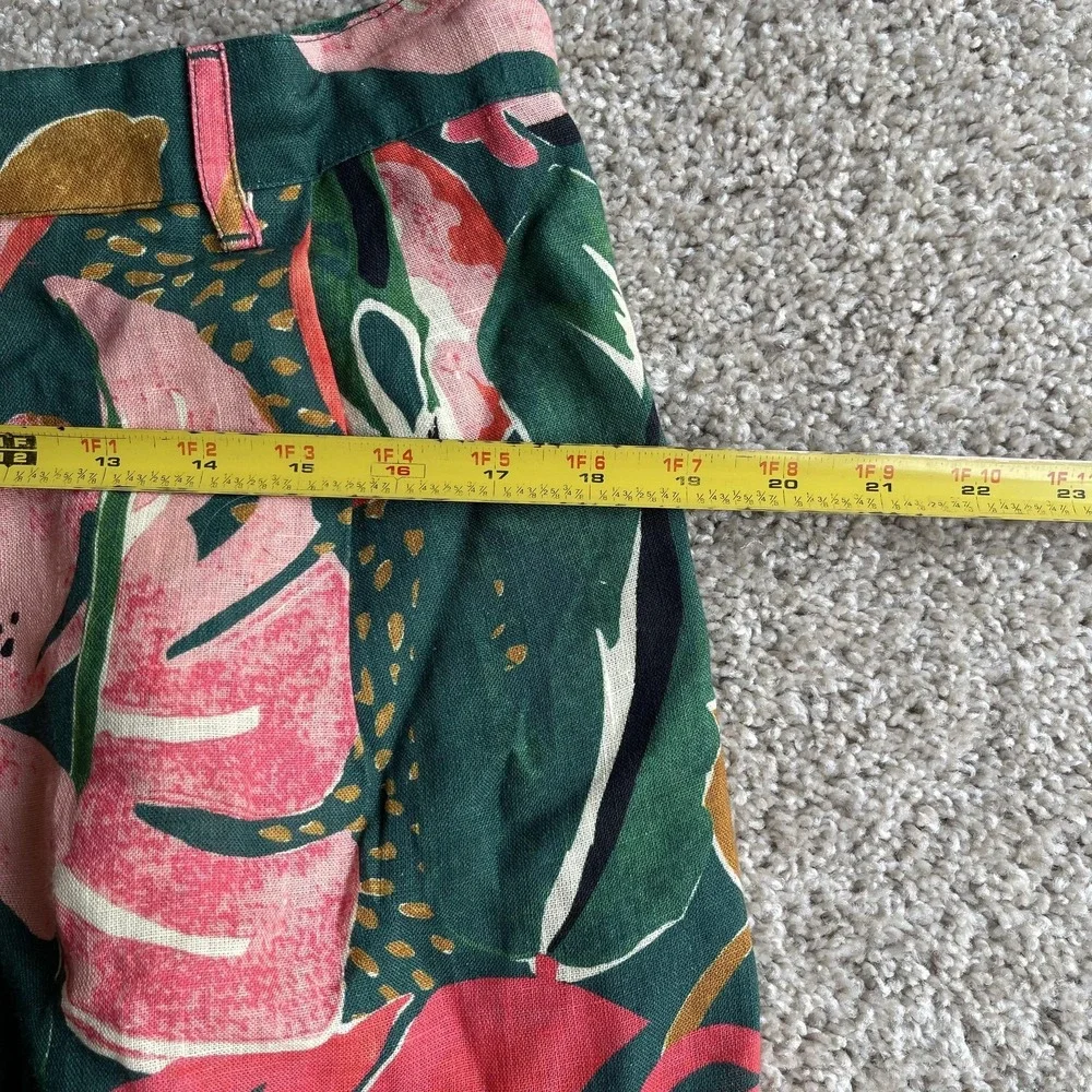 Vitamin A Shorts Womens L Multicolor Linen Tropical Floral Elastic Waist Chino